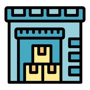 Warehouse building full of cardboard boxes receiving goods for storage Stock Illustration