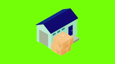 Warehouse building icon animation Stock Footage 152577107