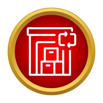 Warehouse building icon with boxes and recycling symbol Stock Illustration