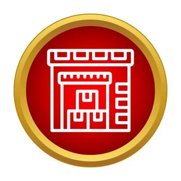 Warehouse building icon representing logistics, storage, and distribution Stock Illustration
