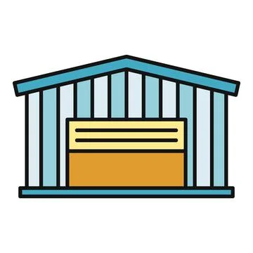 Warehouse building icon representing storage and logistics Ilustración de archivo