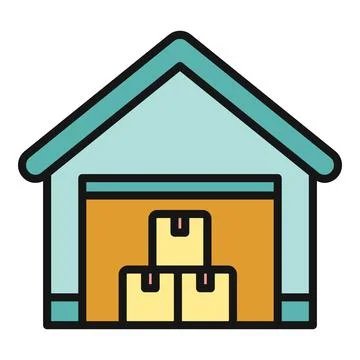 Warehouse building icon with stacked boxes inside 库存插图