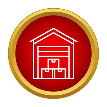 Warehouse building icon with stored boxes Stock Illustration