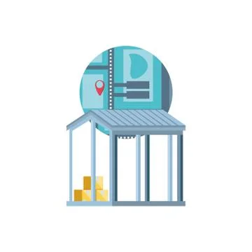 Warehouse building with map guide イラスト素材