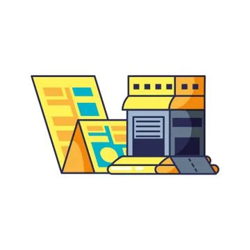 Warehouse building with map guide location イラスト素材