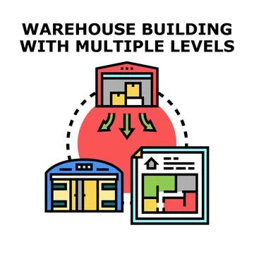 Warehouse building with multiple levels vector concept Ilustración de archivo