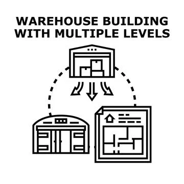 Warehouse building with multiple levels vector concept Stock Illustration