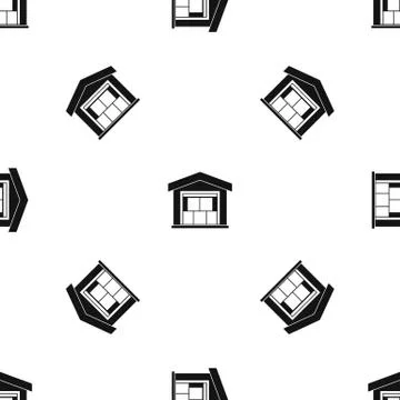 Warehouse building pattern seamless black 스톡 일러스트