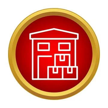 Warehouse building with stacked boxes icon for logistics イラスト素材