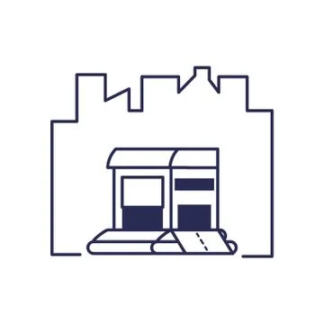Warehouse building structure isolated icon Illustrazione stock