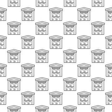 Warehouse Builing with Boxes vector Storage concept linear seamless pattern Illustrazione stock
