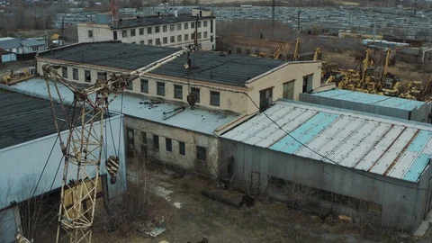 Warehouse with bulldozers Stock Footage 119978084