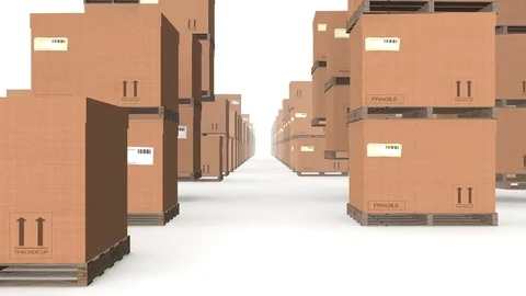 Warehouse Cardboard Boxes falling CG animation 動画素材 83435150