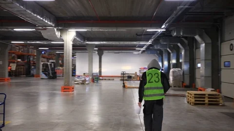 Warehouse with cardboard boxes inside on pallets racks, logistic center. 스톡 동영상 126268775