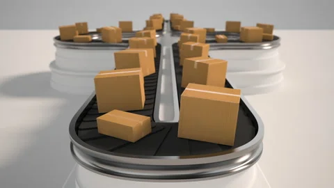 Warehouse with cardboard boxes inside on a white background, logistics center. A Stock Footage 219465613