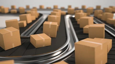 Warehouse with cardboard boxes inside on a white background, logistics center. A Stock Footage 219466043