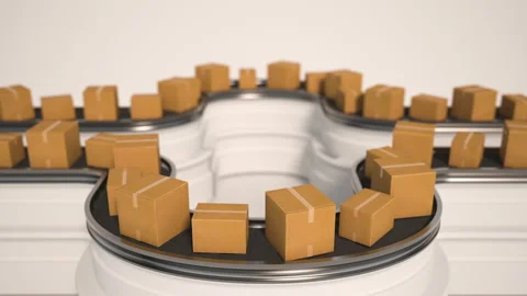 Warehouse with cardboard boxes inside on a white background, logistics center. A Stock Footage 220552547