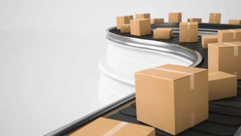 Warehouse with cardboard boxes inside on a white background, logistics center. A Stock Footage 220552723