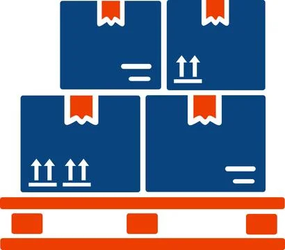 Warehouse cardboard boxes on pallet icon Stock Illustration