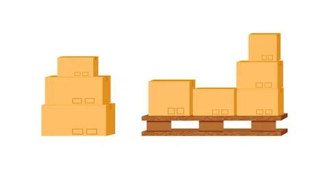 Warehouse cardboards flat color vector object set Stock Illustration