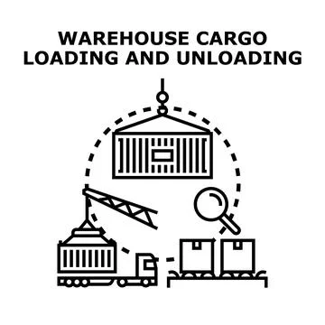 Warehouse cargo loading and unloading logistics operations Stock Illustration