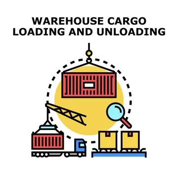 Warehouse cargo loading and unloading logistics operations Stock Illustration