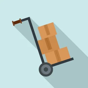Warehouse cart box icon, flat style 스톡 일러스트