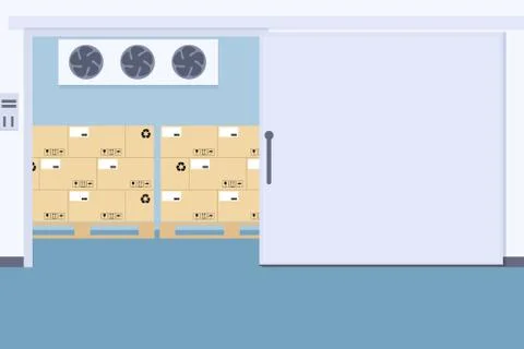 Warehouse, cold storage of packaging. Stock Illustration