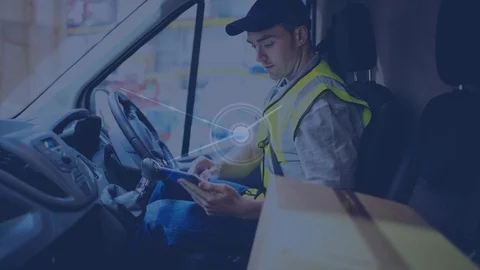 Warehouse Composition Parcel delivery combined with abstract animation Stock Footage 98075864