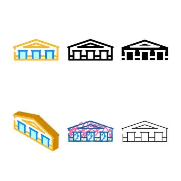 Warehouse construction color icon vector clean Stock Illustration