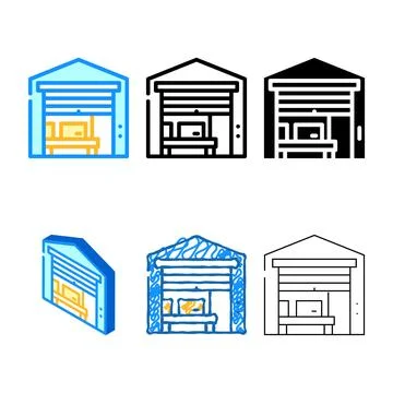 Warehouse construction color pack icon vector Illustrazione stock