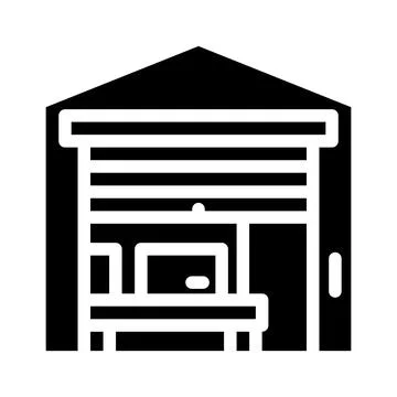 Warehouse construction glyph icon vector illustration Illustrazione stock