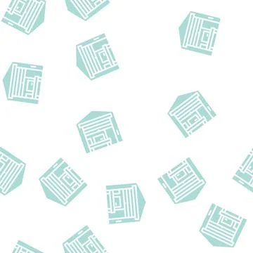 Warehouse construction glyph vector seamless pattern Stock Illustration