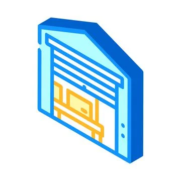 Warehouse construction isometric icon vector illustration Stockillustratie