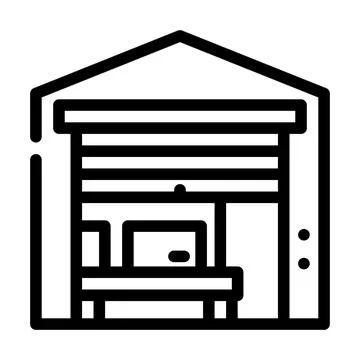 Warehouse construction line icon vector illustration Stockillustratie