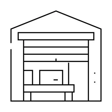 Warehouse construction line icon vector illustration Illustrazione stock