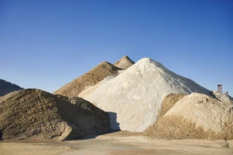 Warehouse of construction materials, sands of different types and colors Stock-Fotos