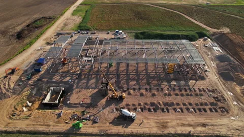 Warehouse Construction from metal structure. 库存影片 161417527