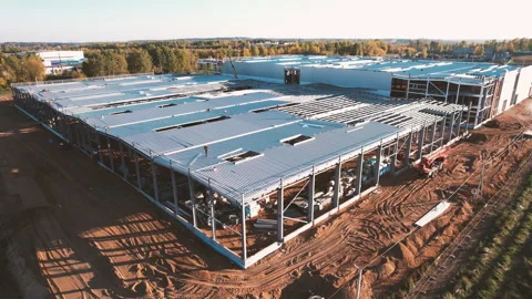Warehouse Construction from metal structure. Видео 165594536