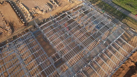 Warehouse Construction from metal structure Stock-Footage 213339356