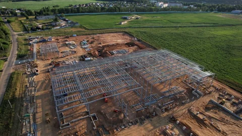 Warehouse Construction from metal structure Vidéo 213339471