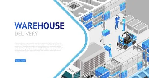 Warehouse delivery isometric design Stock Illustration