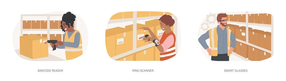 Warehouse devices isolated cartoon vector illustrations se Stock-Illustration