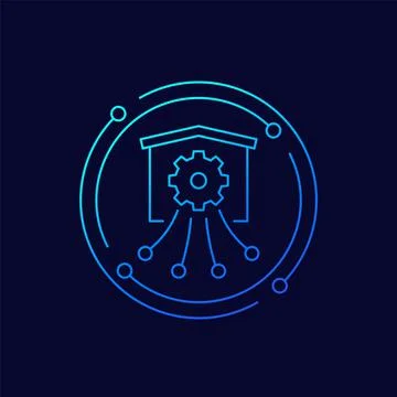 Warehouse, distribution and logistics line icon Illustrazione stock