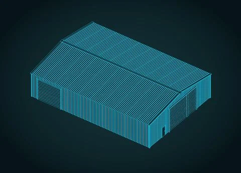 Warehouse distribution hub isometric drawing Stock Illustration