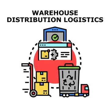 Warehouse distribution logistics and supply chain management concept Stockillustratie