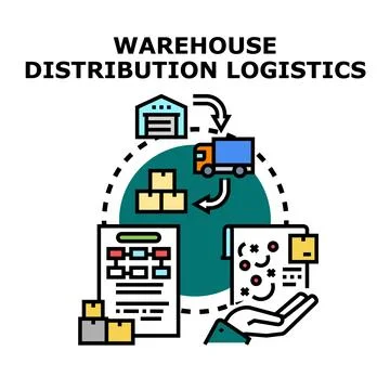 Warehouse distribution logistics preparing product delivery cycle 库存插图