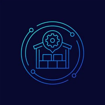 Warehouse, distribution optimization icon, linear Illustrazione stock