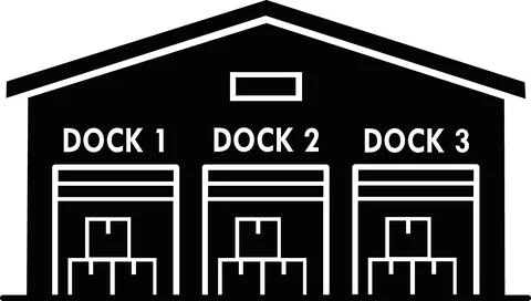 Warehouse distribution terminal building with loading docks Stock Illustration