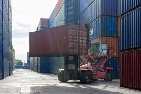 Warehouse engineer working at container yard Stock Photos